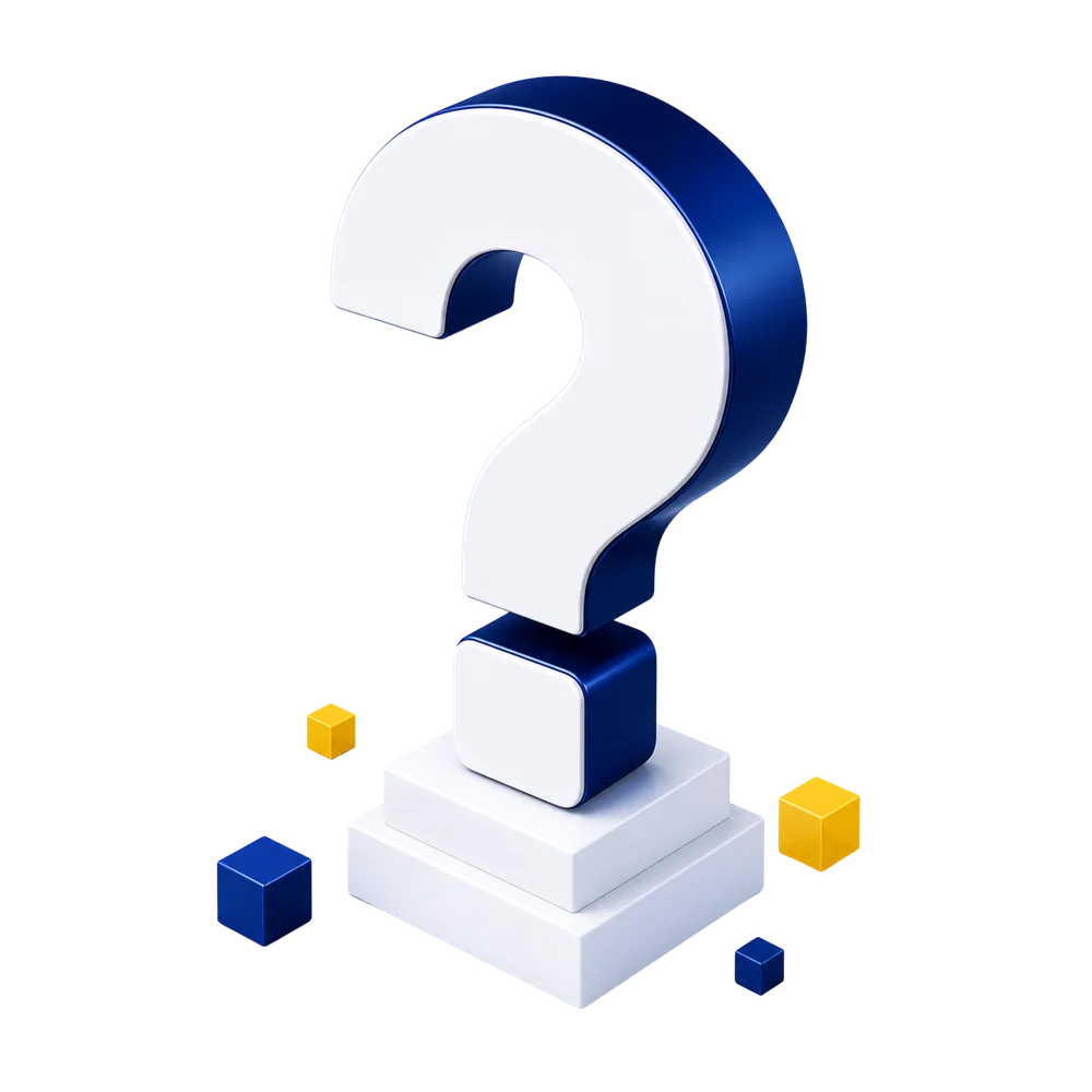 3Dクエスチョンマークのイラスト（透過PNG）